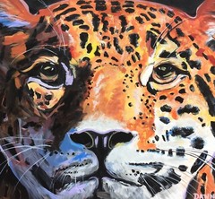 Jaguar Original Fine Art PAINTING Artist DAN BYL Modern Animal Large 5×4 feet
