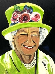 Original Oil Painting Portrait of Queen Elizabeth II on Canvas Board Unframed