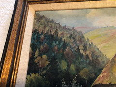 Vintage 1946 oil on board painting traditional German Blackforest signed Geotze