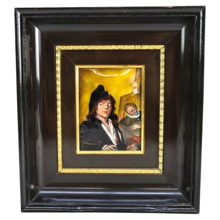 French Enameled Copper Recreation Of Frans Hals Painting The Itinerant Painter