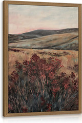 Moody Mountain Wildflower Landscape Wall Art, Farmhouse Rustic Floral Canvas Pri