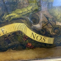 WWI Era Reverse Oil Painting On Glass London England Coat Of Arms Dragons