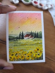 ACEO watercolor painting. Original Landscape
