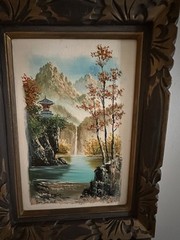 Vintage Set Of 2 SUH JIN HEE Oil Paintings Landscape Autumn Winter Framed Signed