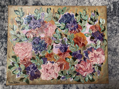 14” x 11” Impasto Floral Abstract Acrylic Painting – Original Art by Eera G