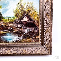 Original Oil Painting „Landscape“ in Antique Picture Frame (54 x 44 cm)