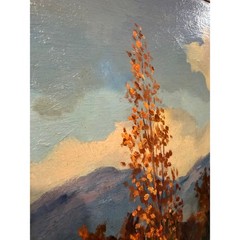 Vintage Wm Rosson 1978 Original Oil Painting Barn Landscape Mountain Scene 24×18
