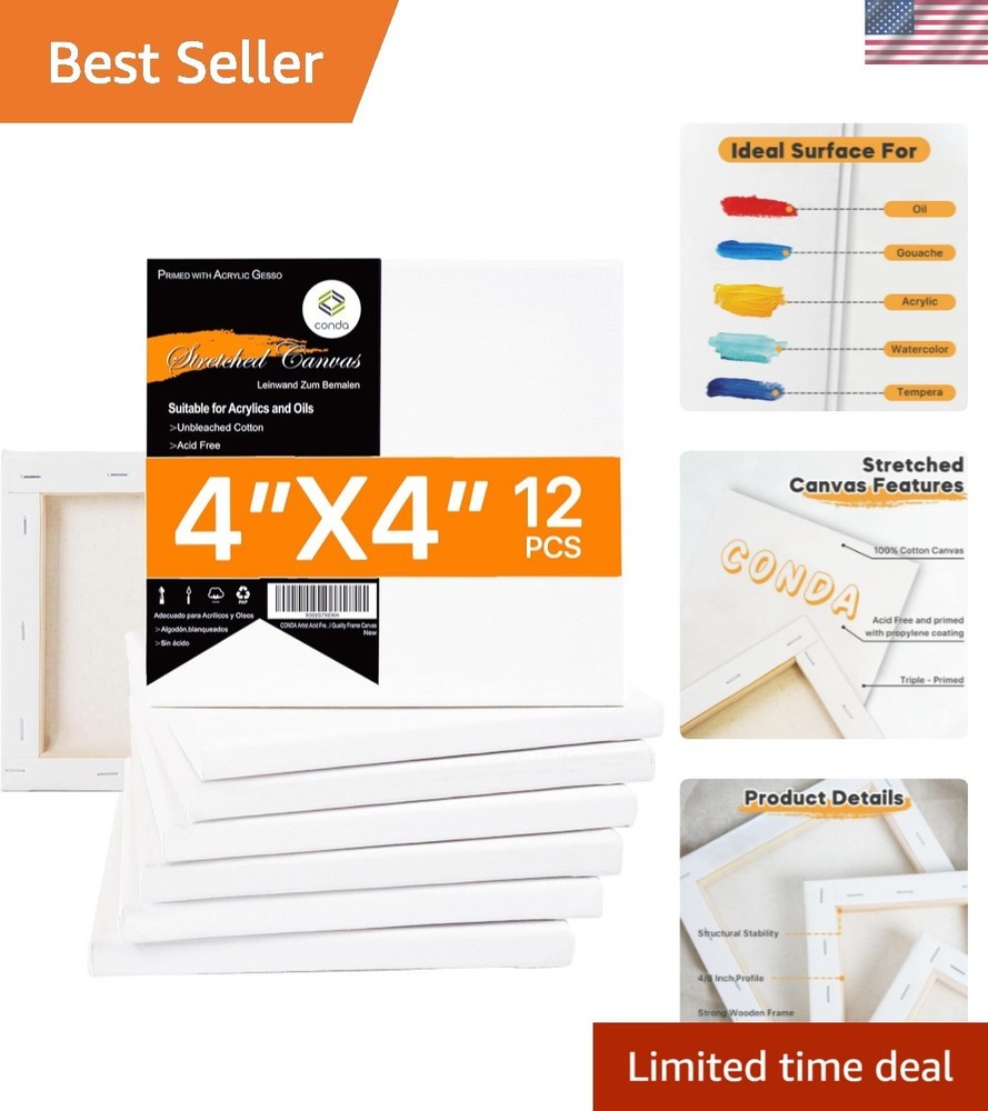 Artisan Quality Mini Stretched Canvas – 12 Pack, Perfect for All Skill Levels