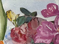 ELLEN WOLF BACHER SIGNED ORIGINAL COLLAGE PAINTING ABSTRACT STILL LIFE ART 2000