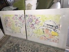 Sara Wellington Dodge Monoprint Ghost Diptych “He said, She Said” Mint Condition