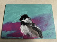 Impressionist Bird Painting on Canvas Panel 5×7 in Unframed Animals Nature