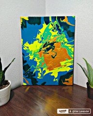 Original Electric Acrylic Paint Poured On Canvas