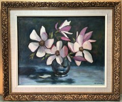 M Howard Vase Of Flowers Framed Oil Painting