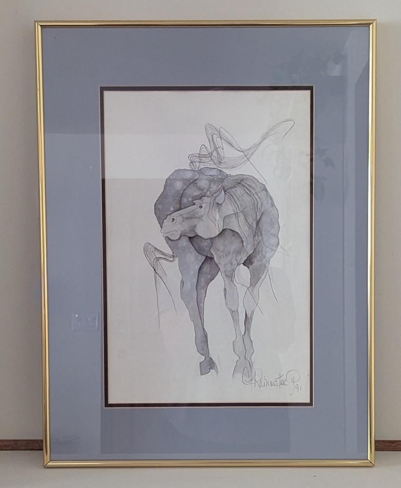 Vintage Original Artist Signed Sketch/Watercolor Matted/Framed 1991