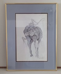 Vintage Original Artist Signed Sketch/Watercolor Matted/Framed 1991