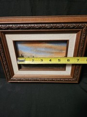 Vintage Wood Frame Watercolor Landscape Forest Signed Mary McGill Evening Sky VT