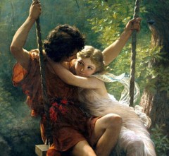 Canvas print Spring Swing Oil painting Wall art HD Giclee Printed on Canvas P216