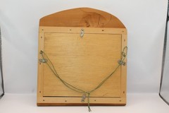 VTG Asian Hand Painted Art Work on Fabric w/ Unique Wood Frame Signed By Artist