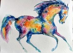 Original watercolor painting Appaloosa horse running art,horse lover best gift