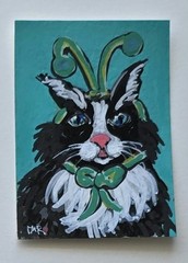 Original ACEO Cat Miniature 3/5 Dulce Maria Rico“I’M AN ALIEN-AM I?“