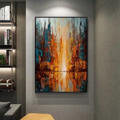 MQ1175 100% Handmade Painted Red Blue Abstract Oil Painting Wall Canvas Art