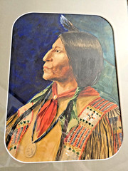 RARE 1881 WATERCOLOR PAINTING SOUTHERN CHEYENNE INDIAN CHIEF WOLF ROBE by C.W.R.