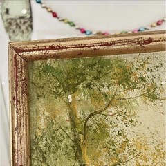 Vintage Oil Painting Autumn Lake House Stretched Canvas Paper Board Framed