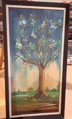 Artist Unknown Oil on Canvas Tree Painting in Black Frame 32″ X 17″