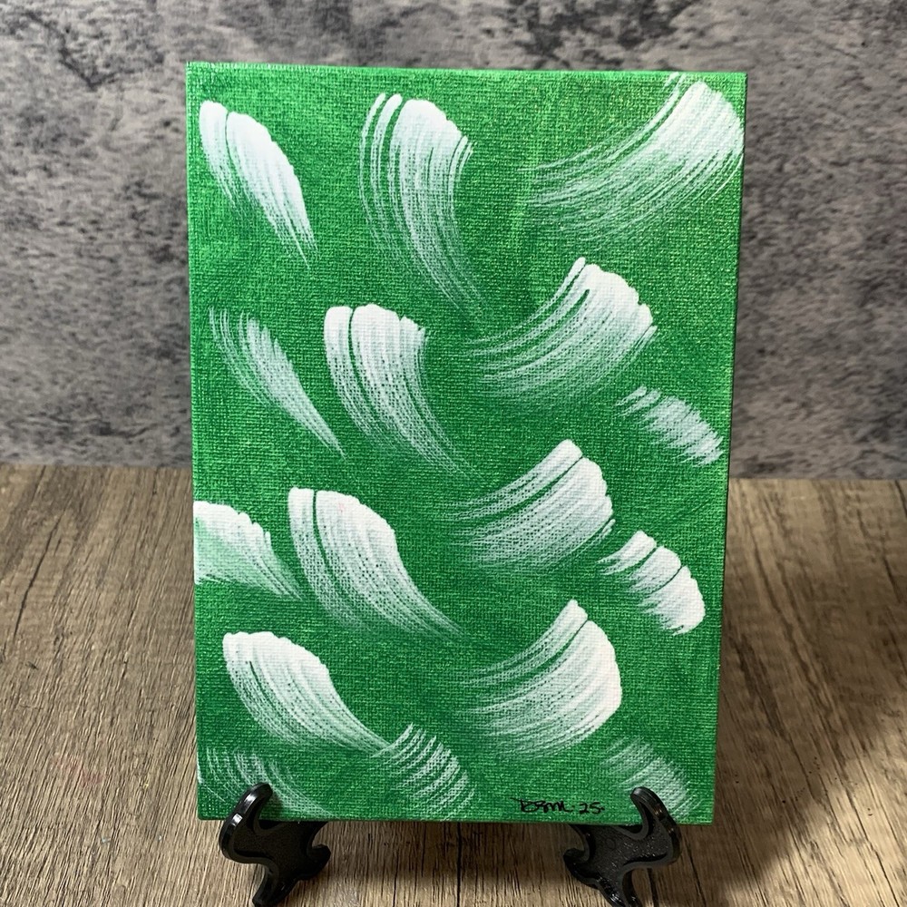 Original 5″ X 7″ Abstract Acrylic Painting On Canvas Panel With Easel