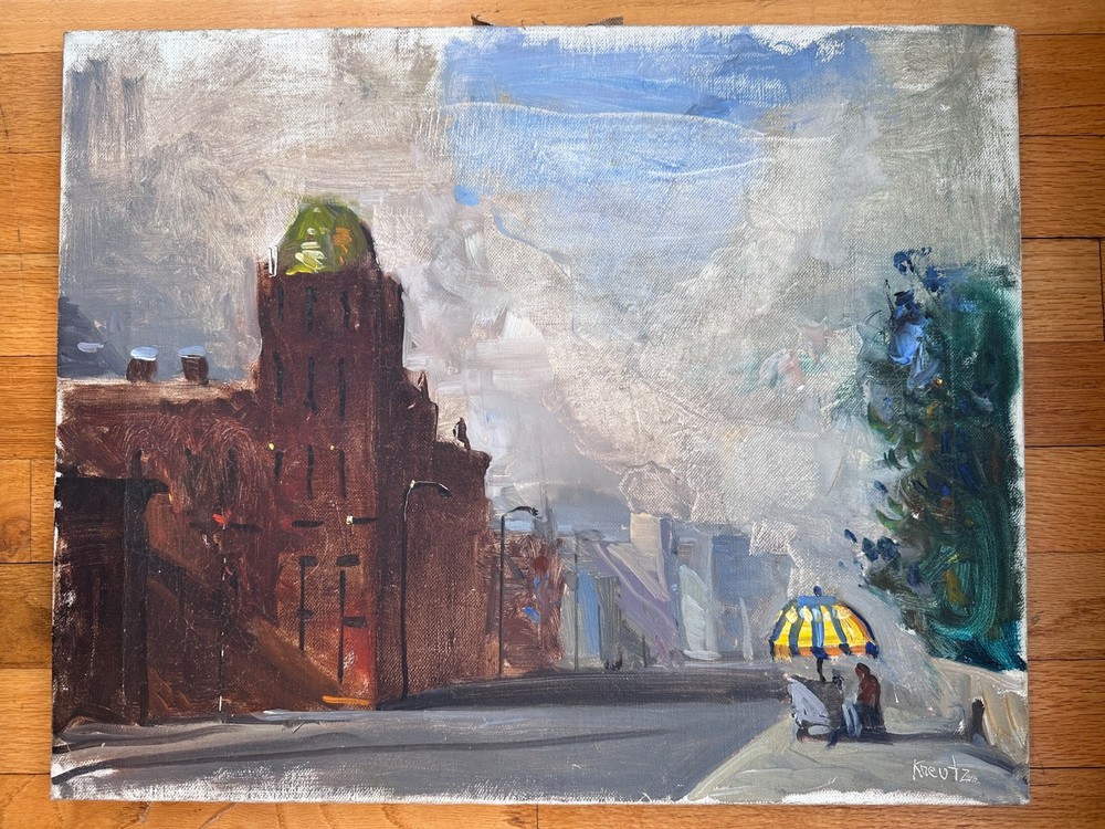 GREGG KREUTZ ORIGINAL OIL PAINTING ON CANVAS American b.1947 New York Scene?