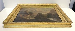 Antique 19th Century Painting On Board Signed Framed