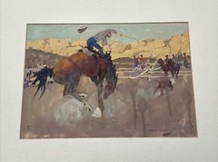 JOSEPH STAHLEY PAINTING AMERICAN REGIONALISM IMPRESSIONISM COWBOY RODEO FAMOUS