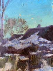 Oil Painting Winter Moonlit Night L. Maistrenko Unframed Original nAAA3565