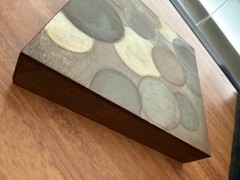 Small Abstract Circle Art Contemporary Painting on Wood Panel Shelf Sitter