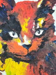 Impressionistic Cat oil painting on canvas, signed Cathy Franklin, 1964 9″ x 12″