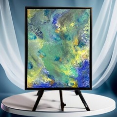 Soothing Abstract Flow Art Painting – Oceanic Blues & Vibrant Greens