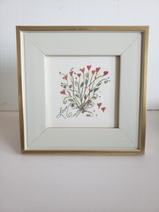 Original Watercolor Heart Painting Signed Framed