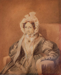 Antique T.H. Wentworth Watercolor & Pencil Drawing Painting of a Woman c. 1830