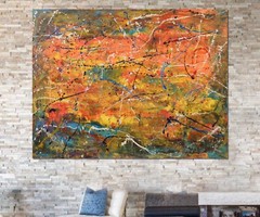 Pollock/Richter style￼ Professional Painting 81” X 62”(6ft 9in)Abstract Modern