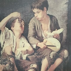Realism Canvas Painting of Boys with Fruit Basket, Unframed 23 x 29