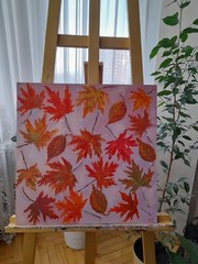 maple leaves original oil painting, autumn leaves painting, leaves wall art