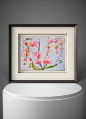 Original Signed Watercolor. 9 x 12″. Wall art. Pink. Red. Orchid.