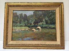 ANTIQUE IMPRESSIONIST PAINTING LANDSCAPE SIGNED MYSTERY ARTIST MASTERFUL OIL