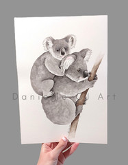 Original A4 Watercolour Koala and Joey Painting