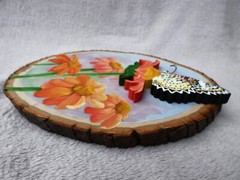 Hand Painted Butterfly & Orange Daisy Wood Cut-Out By Phyllis