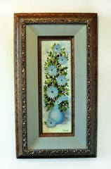 Patsy Tymoski Acrylic Painting Pastel Blue Floral Flowers Signed Mounted Framed