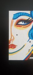 Tiny Art Club OOAK Abstract Alt Girl Art By ESS22, 3.5 x 2.5 in., Unframed