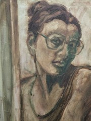 Estate Sale Collection Texas Artist Acrylic Woman Painting on Canvas 24″ x 30″
