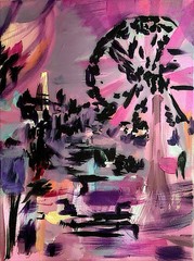 Carnival Dreamscape Expressionism Canvas Painting 11×14″ “Memoryscape” Art COA