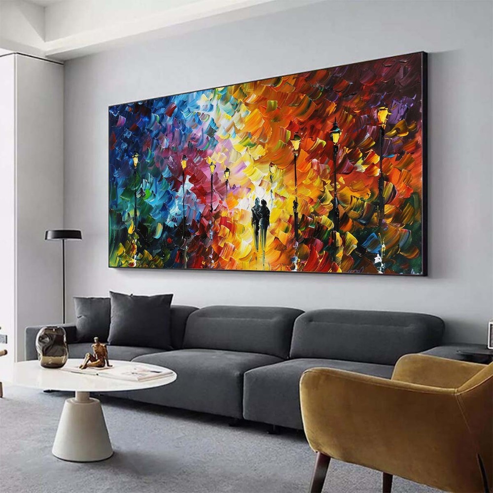 Modern Blue Abstract Hand Painted Oil Painting On Canvas landscape Home Decor